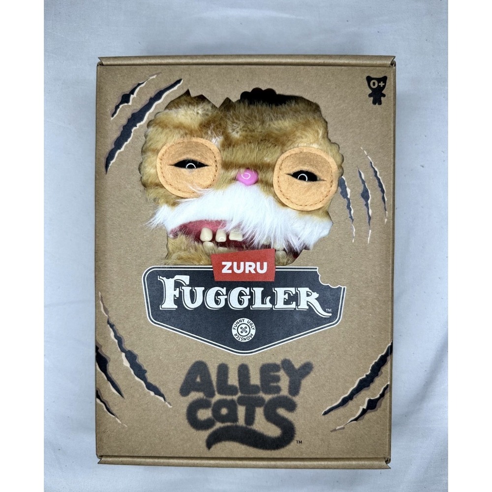 New Zuru Fuggler Alley Cats Stinkface Brown/Orange Tabby Cat 9" Plush Toy